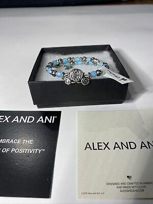 JustClickIt תכשיטים Alex and Ani Disney Cinderella Carriage Charm Bracelet Wrap NWT & Box Retired