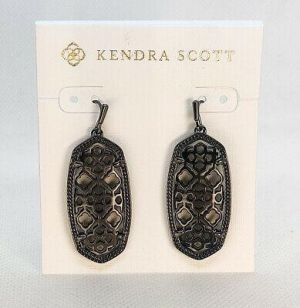 New Kendra Scott Elle Filigree Earrings in Gunmetal