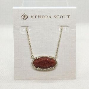JustClickIt תכשיטים New Kendra Scott Delaney Pendant Necklace In Sandstone / Gold